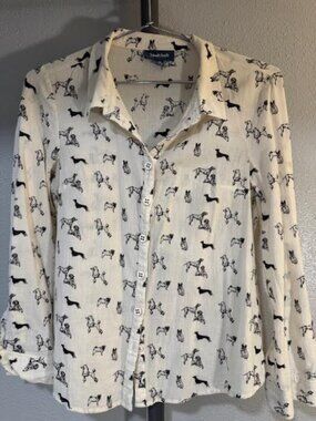 Modcloth button up shirt with dog print.
